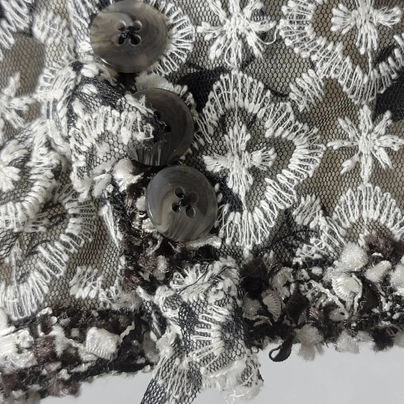 Jones New York Lace Mesh Bow 2 Hook Blazer Black/Cream 14P - Picture 6 of 12